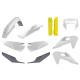 201947 CARROSSERIE-CARENAGE MOTO ENDURO HUSQVARNA 250, 450 TE, 250, 350 FE 2020+ BLANC-GRIS-JAUNE (COULEUR OEM) (KIT PLASTIQUES 