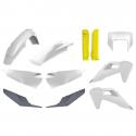 CARROSSERIE-CARENAGE MOTO ENDURO HUSQVARNA 250, 450 TE, 250, 350 FE 2020+ BLANC-GRIS-JAUNE (COULEUR OEM) (KIT PLASTIQUES 10 PIEC