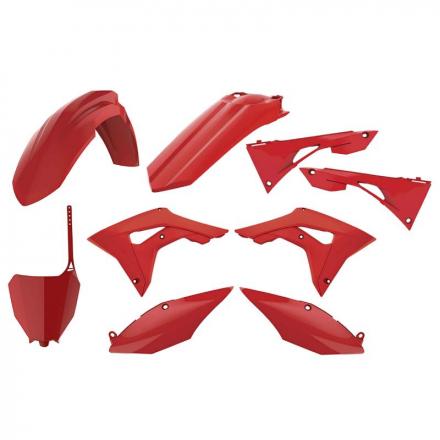 201949 CARROSSERIE-CARENAGE MOTO MX HONDA 250 CRF R 2018+2020, 450 CRF R 2017+2020 ROUGE HONDA (COULEUR OEM) (KIT PLASTIQUES 9 P