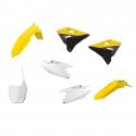 CARROSSERIE-CARENAGE MOTO MX RESTYLING SUZUKI 125, 250 RM 2001+2008 JAUNE-BLANC (COULEUR OEM) (KIT PLASTIQUES 7 PIECES) -POLISP