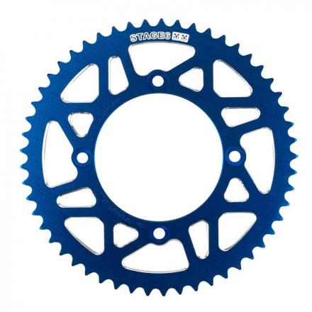 202185 COURONNE 50 A BOITE ADAPTABLE APRILIA 50 SX 2012+2017, SX SM 2012+2017 420 53 DTS ALU CNC BLEU (DIAM COURONNE 108-123-
