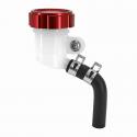 BOCAL-RESERVOIR DE MAITRE CYLINDRE DE FREIN RADIAL ROND DIAM 42 mm BOUCHON ALU CNC ROUGE (SORTIE SUR LE COTE) -P2R-
