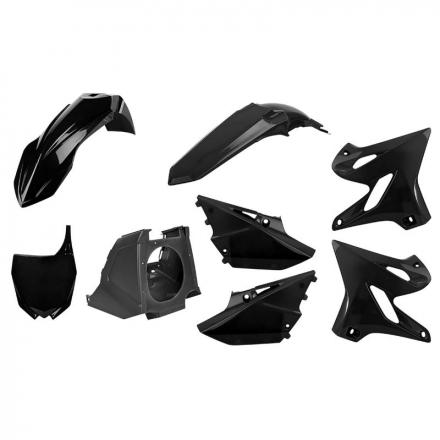 204899 CARROSSERIE-CARENAGE MOTO MX RESTYLING YAMAHA 125, 250 YZ 2002+2020 NOIR (KIT PLASTIQUES 8 PIECES) -POLISPORT- p2r catég