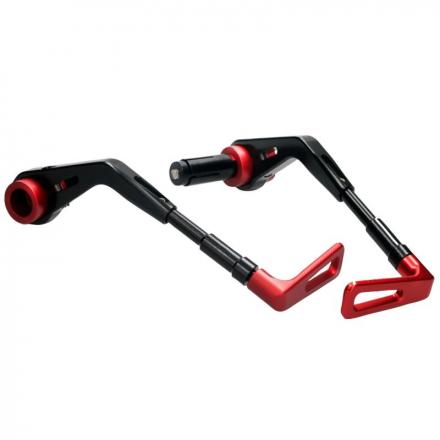 204930 PROTECTION LEVIER DE FREIN VOCA RACING CNC ALU NOIR-ROUGE DIAM INTERIEUR GUIDON 14 mm LONGUEUR REGLABLE 130-148 mm (PAIRE