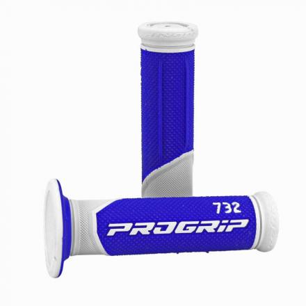 202715 REVETEMENT POIGNEE PROGRIP SCOOTER ON ROAD 732 DOUBLE DENSITE BLANC-BLEU CLOSED END 125mm (PAIRE) p2r catégorie | Fp-m