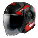 CASQUE JET MT THUNDER 3 SV SILTON DOUBLE ECRANS NOIR MAT-ROUGE NACRE XXL (2XL)