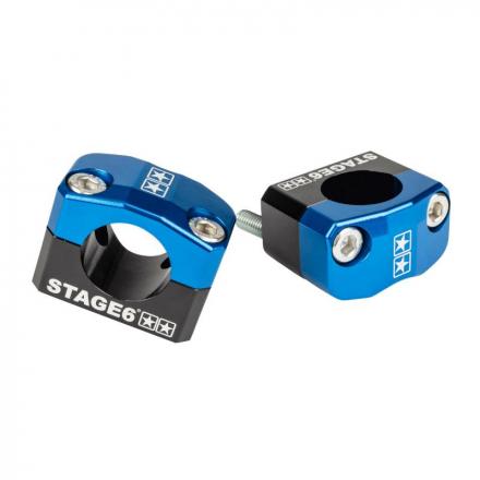 202201 PONTET DE GUIDON UNIVERSEL STAGE 6 ALU CNC ADAPTATEUR DIAM 28,6 mm NOIR-BLEU (PAIRE) p2r catégorie | Fp-moto.com garag