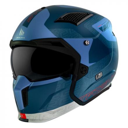 203058 CASQUE TRIAL MT STREETFIGHTER SV TOTEM C17 BLEU MAT S SIMPLE ECRAN DARK TRANSFORMABLE AVEC MENTONNIERE AMOVIBLE (LIVRE