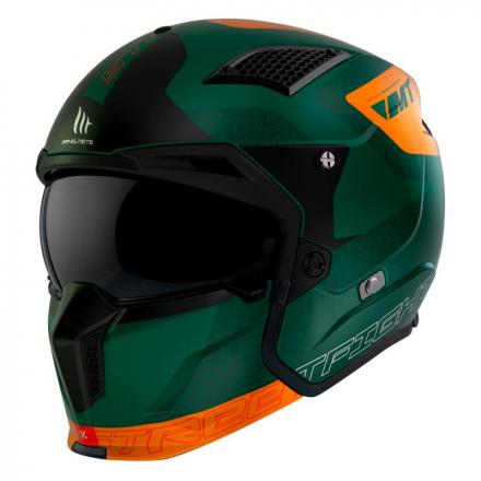 203054 CASQUE TRIAL MT STREETFIGHTER SV TOTEM C6 VERT-ORANGE MAT L SIMPLE ECRAN DARK TRANSFORMABLE AVEC MENTONNIERE AMOVIBLE (L