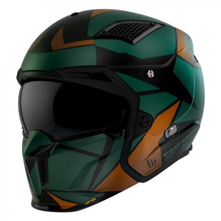 203015 CASQUE TRIAL MT STREETFIGHTER SV P1R VERT BRILLANT XS SIMPLE ECRAN DARK TRANSFORMABLE AVEC MENTONNIERE AMOVIBLE (LIVR