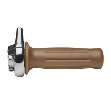 202844 POIGNEE DE GAZ CYCLO DOMINO VINTAGE RALLY ALU CHROME AVEC REVETEMENT MARRON p2r catégorie | Fp-moto.com garage moto al