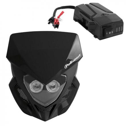 201952 PLAQUE PHARE-TETE DE FOURCHE MOTO POLISPORT LOOKOS EVO NOIR (AVEC BATTERIE LITHIUM) (LED) p2r catégorie | Fp-moto.com 