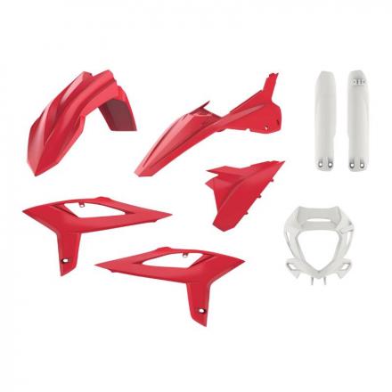 201950 CARROSSERIE-CARENAGE MOTO ENDURO BETA 125, 250, 350, 390, 400, 480 RR 2T, 4T 2020+ ROUGE-BLANC (COULEUR OEM) (KIT PLASTIQ