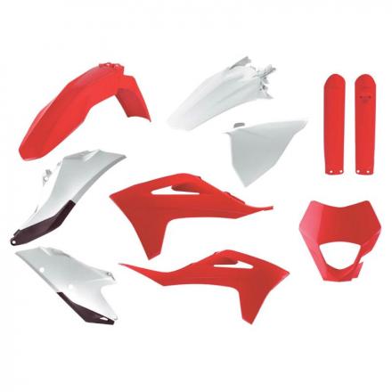 201946 CARROSSERIE-CARENAGE MOTO ENDURO GAS GAS 250, 300 EC, 250, 350 EC-F 2021+ ROUGE-BLANC (COULEUR OEM) (KIT PLASTIQUES 10 PI