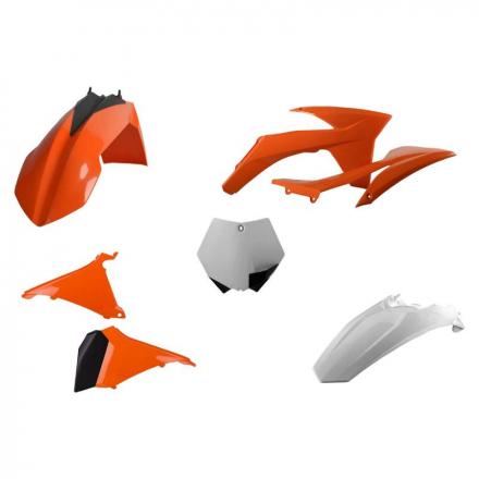 201944 CARROSSERIE-CARENAGE MOTO MX KTM 125, 250 SX, 250, 450 SX F, 250 XC, 250, 450 XC-F 2011+ ORANGE KTM-BLANC (COULEUR OEM) (