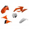 CARROSSERIE-CARENAGE MOTO MX KTM 125, 250 SX, 250, 450 SX F, 250 XC, 250, 450 XC-F 2011+ ORANGE KTM-BLANC (COULEUR OEM) (KIT PLA