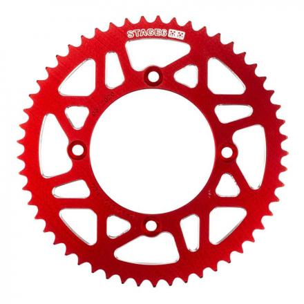 202186 COURONNE 50 A BOITE ADAPTABLE APRILIA 50 SX 2012+2017, SX SM 2012+2017 420 53 DTS ALU CNC ROUGE (DIAM COURONNE 108-123