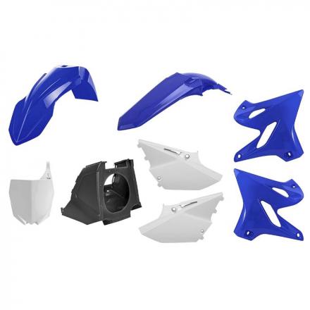 202010 CARROSSERIE-CARENAGE MOTO MX RESTYLING YAMAHA 125, 250 YZ 2002+2020 BLEU YAM-BLANC (COULEUR OEM) (KIT PLASTIQUES 8 PIECES
