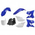 CARROSSERIE-CARENAGE MOTO MX RESTYLING YAMAHA 125, 250 YZ 2002+2020 BLEU YAM-BLANC (COULEUR OEM) (KIT PLASTIQUES 8 PIECES) -POL
