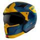 203047 CASQUE TRIAL MT STREETFIGHTER SV TOTEM C3 BLEU-OR MAT M SIMPLE ECRAN DARK TRANSFORMABLE AVEC MENTONNIERE AMOVIBLE (LIVR