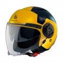 CASQUE JET MT VIALE SV S BETA D3 DOUBLE ECRANS BLEU-JAUNE MAT XL (ECE 22.06)