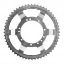 COURONNE CYCLO ADAPTABLE PEUGEOT 103 ROUE RAYONS 56 DTS (ALESAGE 94 mm) 11 TROUS ARGENT -SELECTION P2R-