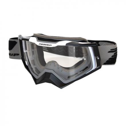 206619 MASQUE-LUNETTES CROSS PROGRIP 3309 TR RAPID GRIS-NOIR-BLANC ECRAN TRANSPARENT ANTI-RAYURES-ANTI U.V.-ANTI-BUEE (HOMOLOGUE