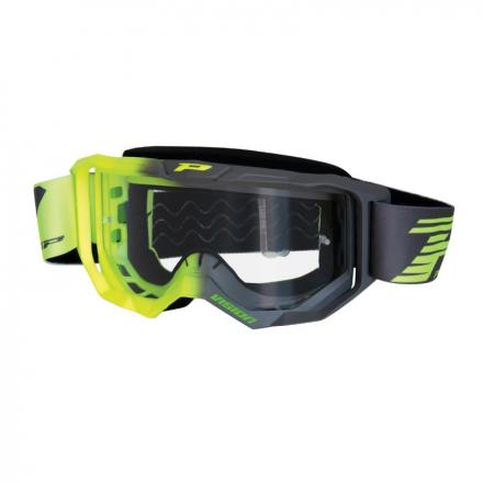 206634 MASQUE-LUNETTES CROSS PROGRIP 3300 TR VISION JAUNE FLUO-GRIS ECRAN TRANSPARENT ANTI-RAYURES-ANTI U.V.-ANTI-BUEE (HOMOLOGU