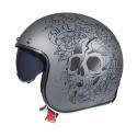 CASQUE JET MT LE MANS 2 SV SKULL & ROSES A2 ARGENT MAT XXL (2XL) (ECE 22.06)