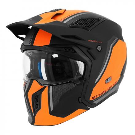 203177 CASQUE TRIAL MT STREETFIGHTER SV S TWIN C4 NOIR MAT-ORANGE FLUO XS SIMPLE ECRAN TRANSPARENT TRANSFORMABLE AVEC MENTON