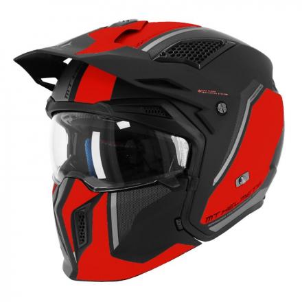 203185 CASQUE TRIAL MT STREETFIGHTER SV S TWIN C5 NOIR MAT-ROUGE S SIMPLE ECRAN TRANSPARENT TRANSFORMABLE AVEC MENTONNIERE AM