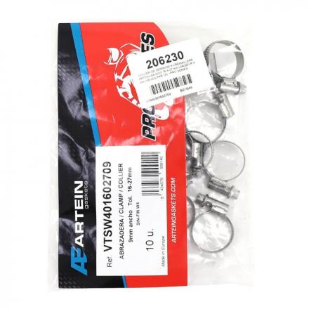 206230 COLLIER DE SERRAGE A CREMAILLERE ARTEIN W4 INOX 16 A 27 mm LARGEUR 9 mm (VENDU PAR 10) -PRO SERIES- 2 Général | Fp-m