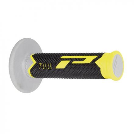 206643 REVETEMENT POIGNEE PROGRIP MOTO OFF ROAD 788 TRIPLE DENSITE BASE COLOR GRIS -NOIR-JAUNE CLOSED END 115mm (CROSS-MX) (PAIR