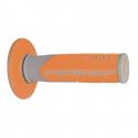 REVETEMENT POIGNEE PROGRIP MOTO OFF ROAD 801 DOUBLE DENSITE BASE GRIS-ORANGE CLOSED END 115mm (CROSS-MX) (PAIRE)