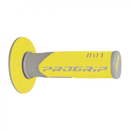 206649 REVETEMENT POIGNEE PROGRIP MOTO OFF ROAD 801 DOUBLE DENSITE BASE GRIS-JAUNE CLOSED END 115mm (CROSS-MX) (PAIRE) 2 Général