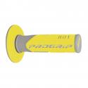 REVETEMENT POIGNEE PROGRIP MOTO OFF ROAD 801 DOUBLE DENSITE BASE GRIS-JAUNE CLOSED END 115mm (CROSS-MX) (PAIRE)