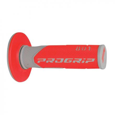 206650 REVETEMENT POIGNEE PROGRIP MOTO OFF ROAD 801 DOUBLE DENSITE BASE GRIS-ROUGE CLOSED END 115mm (CROSS-MX) (PAIRE) 2 Général