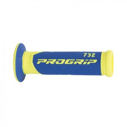 206654 REVETEMENT POIGNEE PROGRIP SCOOTER ON ROAD 732 DOUBLE DENSITE FLUO DESIGN JAUNE FLUO-BLEU CLOSED END 125mm (PAIRE) 2 Géné