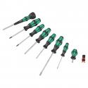 TOURNEVIS WERA 9527 BALL GRIP CRUCIFORME, TORX ET PLAT AVEC AGRIPPE VIS NOIR-VERT (SET 9 PIECES) -MARQUE ALLEMANDE POUR LES ATE