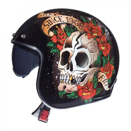 203150 CASQUE JET MT LE MANS 2 SV SKULL & ROSES A1 NOIR BRILLANT S (ECE 22.06) 2 Général | Fp-moto.com garage moto albi at