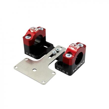 207777 PONTET-SURPONTET RIGIDIFICATEUR 50 A BOITE KRM PRO RIDE POUR GUIDON DIAM 28,6 mm ALU CNC NOIR-ROUGE (AVEC SUPPORT DE COMP