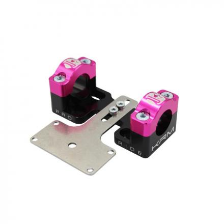 207780 PONTET-SURPONTET RIGIDIFICATEUR 50 A BOITE KRM PRO RIDE POUR GUIDON DIAM 28,6 mm ALU CNC NOIR-ROSE (AVEC SUPPORT DE COMPT