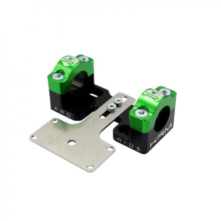 207781 PONTET-SURPONTET RIGIDIFICATEUR 50 A BOITE KRM PRO RIDE POUR GUIDON DIAM 28,6 mm ALU CNC NOIR-VERT (AVEC SUPPORT DE COMPT