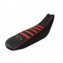 COUVRE-HOUSSE DE SELLE 50 A BOITE KRM PRO RIDE POUR DERBI 50 DRD PRO 2006+2011 NOIR-ROUGE