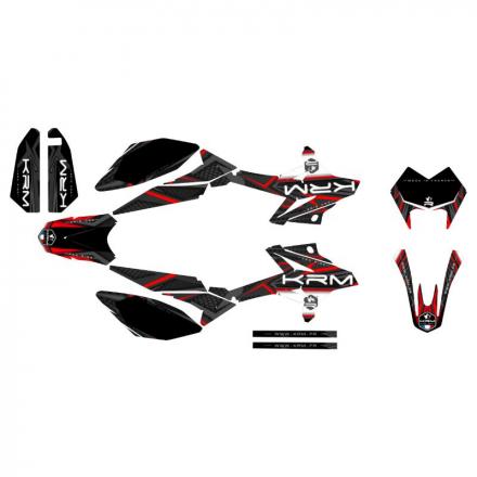 207881 KIT DECO AUTOCOLLANT-STICKER 50 A BOITE KRM PRO RIDE POUR BETA 50 RR 2011+2020 NOIR-ROUGE (COMPLET) p2r catégorie KRM PRO