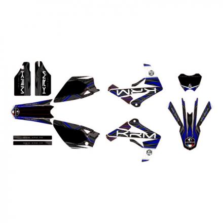 207883 KIT DECO AUTOCOLLANT-STICKER 50 A BOITE KRM PRO RIDE POUR RIEJU 50 MRT 2009+2021 NOIR-BLEU (COMPLET) p2r catégorie KRM PR