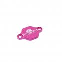 OBTURATEUR POMPE A HUILE 50 A BOITE KRM PRO RIDE POUR MINARELLI 50 AM6-DERBI 50 SENDA, GPR ALU CNC ROSE (MODELE REVERSIBLE)