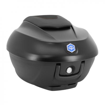205495 TOP CASE 36L VENDU AVEC LE SUPPORT+DOSSERET ORIGINE PIAGGIO 300-400 BEVERLY 2021+ NOIR METEORA 93B -CM323307- p2r catégor