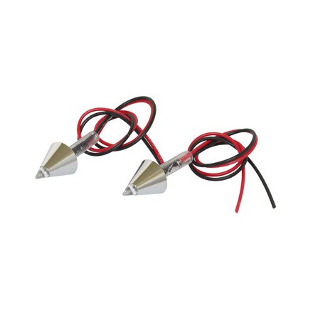  Eclairage De Plaque Immatriculation Replay A Leds Conique Chrome Diam 4Mm (1 Led Rouge) (Paire) 