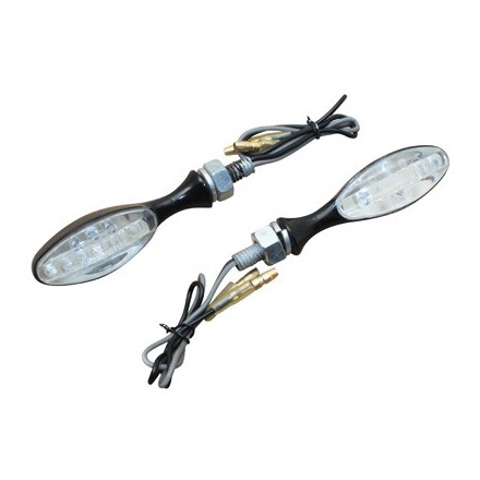  Clignotant Universel Replay Mini Ovale Transparent-Noir 9 Leds Oranges, Corps Zamac -Homologue Ce- (Paire) 